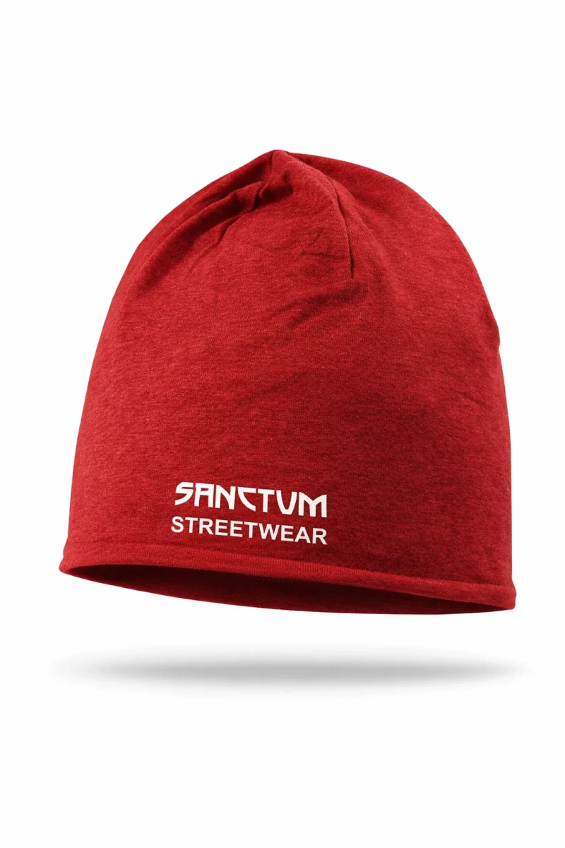 Cotton Beanie red-melange - Frameless    Modisches Beanie im legeren Stil mit schmalem Umschlag  Die Höhe des Beanies beträgt ca. 28 cm    Material: 100% gekämmte, ringgesponnene Bio-Baumwolle