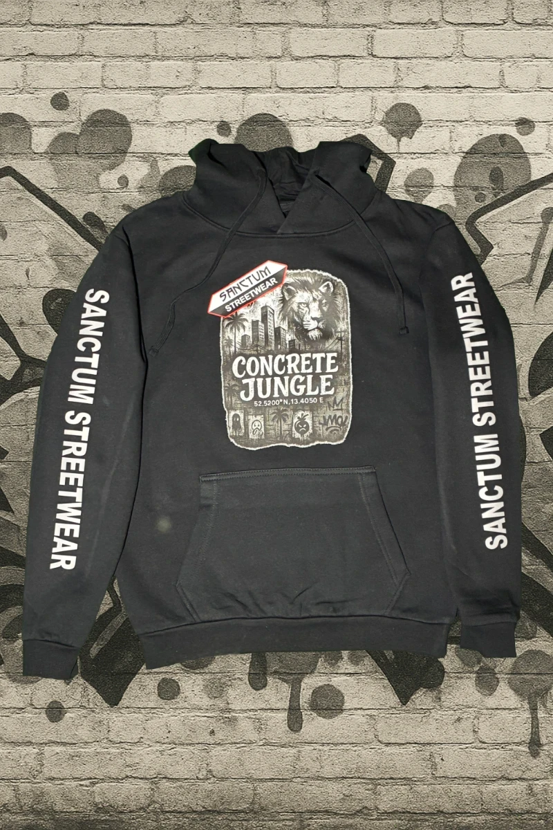 Hoodie black - Concrete Jungle    Klassischer Kapuzensweater  Sweat-Qualität mit angerauter Innenseite  Doppellagige Kapuze mit Kordelzug  Kängurutasche  Necktape  Bündchen mit Elasthan  Farbe: black  Material: 80% Baumwolle, 20% Polyester, 280 g/m²