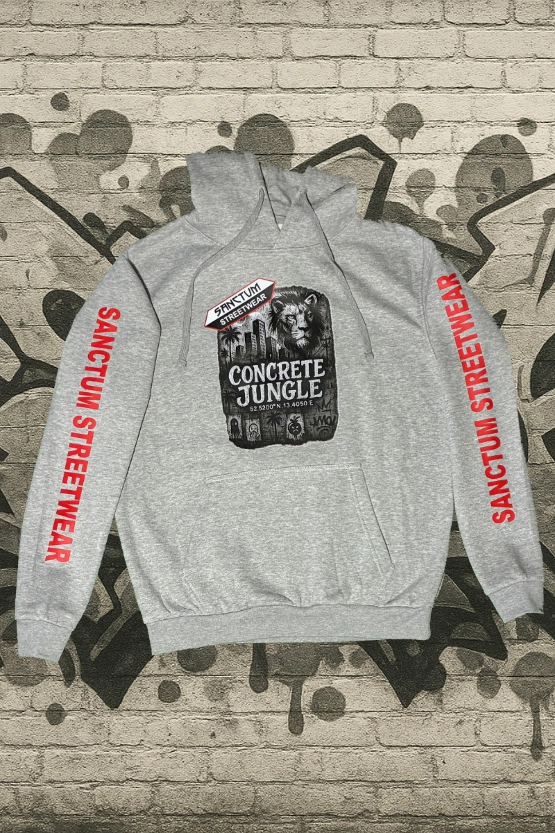 Hoodie grey-heather - Concrete Jungle    Klassischer Kapuzensweater  Sweat-Qualität mit angerauter Innenseite  Doppellagige Kapuze mit Kordelzug  Kängurutasche  Necktape  Bündchen mit Elasthan  Farbe: grey-heather  Material: 80% Baumwolle, 20% Polyester, 280 g/m²