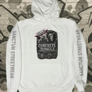 Hoodie white - Concrete Jungle    Klassischer Kapuzensweater  Sweat-Qualität mit angerauter Innenseite  Doppellagige Kapuze mit Kordelzug  Kängurutasche  Necktape  Bündchen mit Elasthan  Farbe: white  Material: 80% Baumwolle, 20% Polyester, 280 g/m²