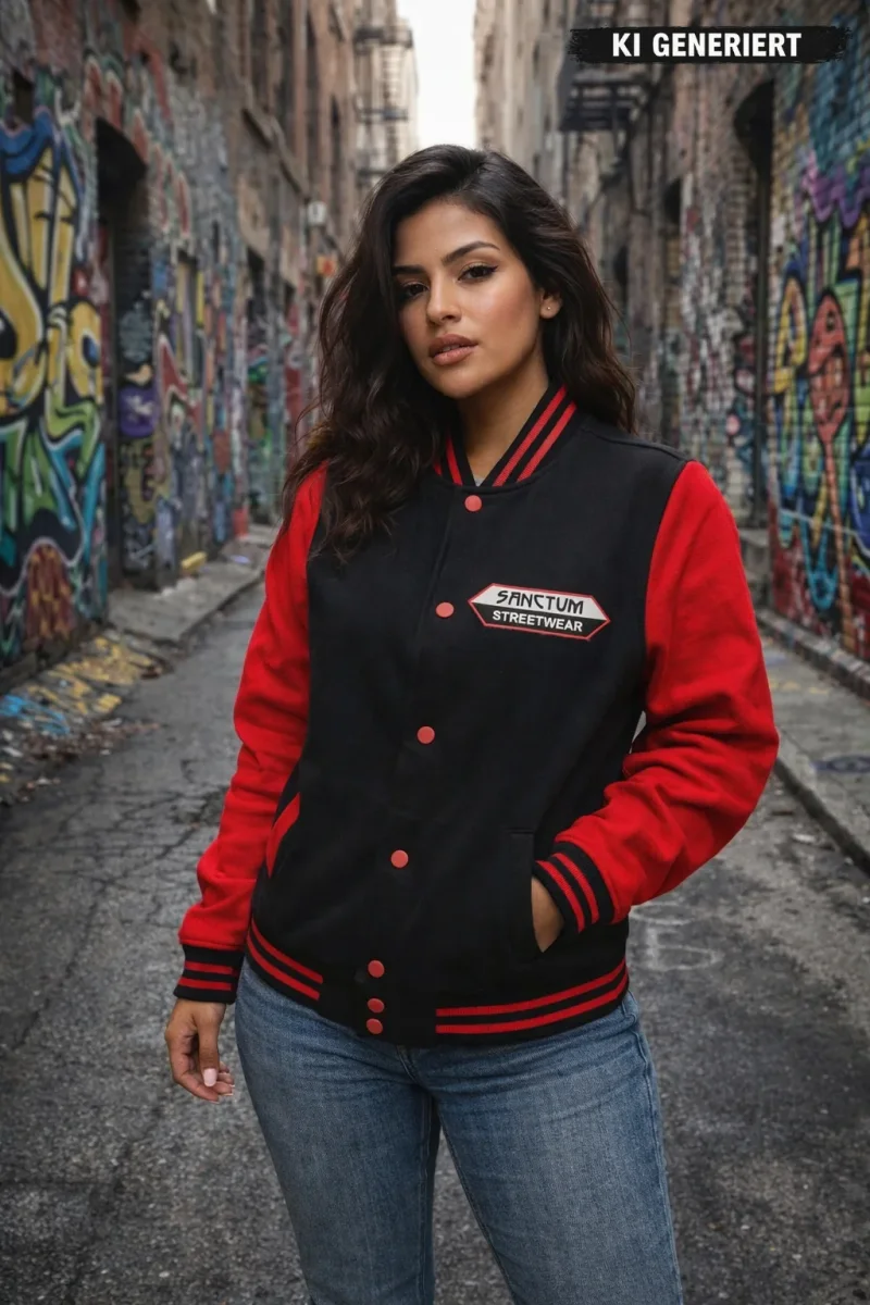 College Jacke black / red - Big Logo    Die College Jacke aus Sweatstoff mit gestreiften Rippbündchen am Kragen,  Saum und Ärmelöffnungen.   Metalldruckknöpfe in Kontrast  zwei Einschubtaschen aus Oberstoff  innen angerauter Sweatstoff  Farbe: black / red  Material: 65% Baumwolle, 35% Polyester, 300 g/m²