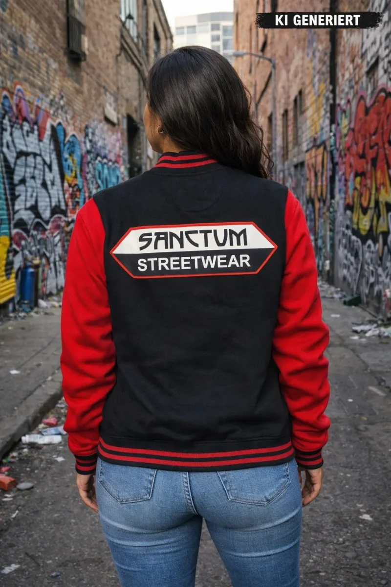 Sanctum Streetwear College Jacke - black / red    Die College Jacke aus Sweatstoff mit gestreiften Rippbündchen am Kragen,  Saum und Ärmelöffnungen.   Metalldruckknöpfe in Kontrast  zwei Einschubtaschen aus Oberstoff  innen angerauter Sweatstoff  Farbe: black / red  Material: 65% Baumwolle, 35% Polyester, 300 g/m²