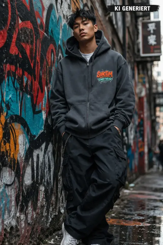 Sanctum Streetwear Hooded Jacket Graffiti - dark-grey