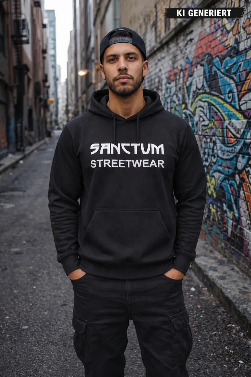 Sanctum Streetwear Hoodie Frameless - black    Klassischer Kapuzensweater  Sweat-Qualität mit angerauter Innenseite  Doppellagige Kapuze mit Kordelzug  Kängurutasche  Necktape  Bündchen mit Elasthan  Farbe: white  Material: 80% Baumwolle, 20% Polyester, 280 g/m²