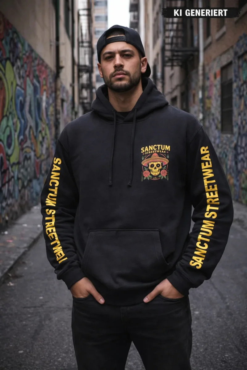 Hoodie black - Sombrero    Klassischer Kapuzensweater  Sweat-Qualität mit angerauter Innenseite  Doppellagige Kapuze mit Kordelzug  Kängurutasche  Necktape  Bündchen mit Elasthan  Farbe: black  Material: 80% Baumwolle, 20% Polyester, 280 g/m²