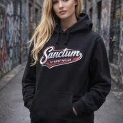 Sanctum Streetwear Hoodie Vintage - black    Klassischer Kapuzensweater  Sweat-Qualität mit angerauter Innenseite  Doppellagige Kapuze mit Kordelzug  Kängurutasche  Necktape  Bündchen mit Elasthan  Farbe: black  Material: 80% Baumwolle, 20% Polyester, 280 g/m²
