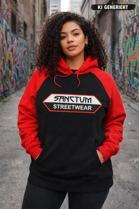 Sanctum Streetwear Raglan Hoodie - black / red