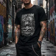 Sanctum Streetwear T-Shirt Top 8 - black    Dieses Rundhals T-Shirt überzeugt durch seinen zeitlosen Schnitt und dem hohen Tragekomfort.  Klassischer Rundhalsausschnitt  Single Jersey  Farbe: black  Material: 100% Baumwolle 180 g/m²