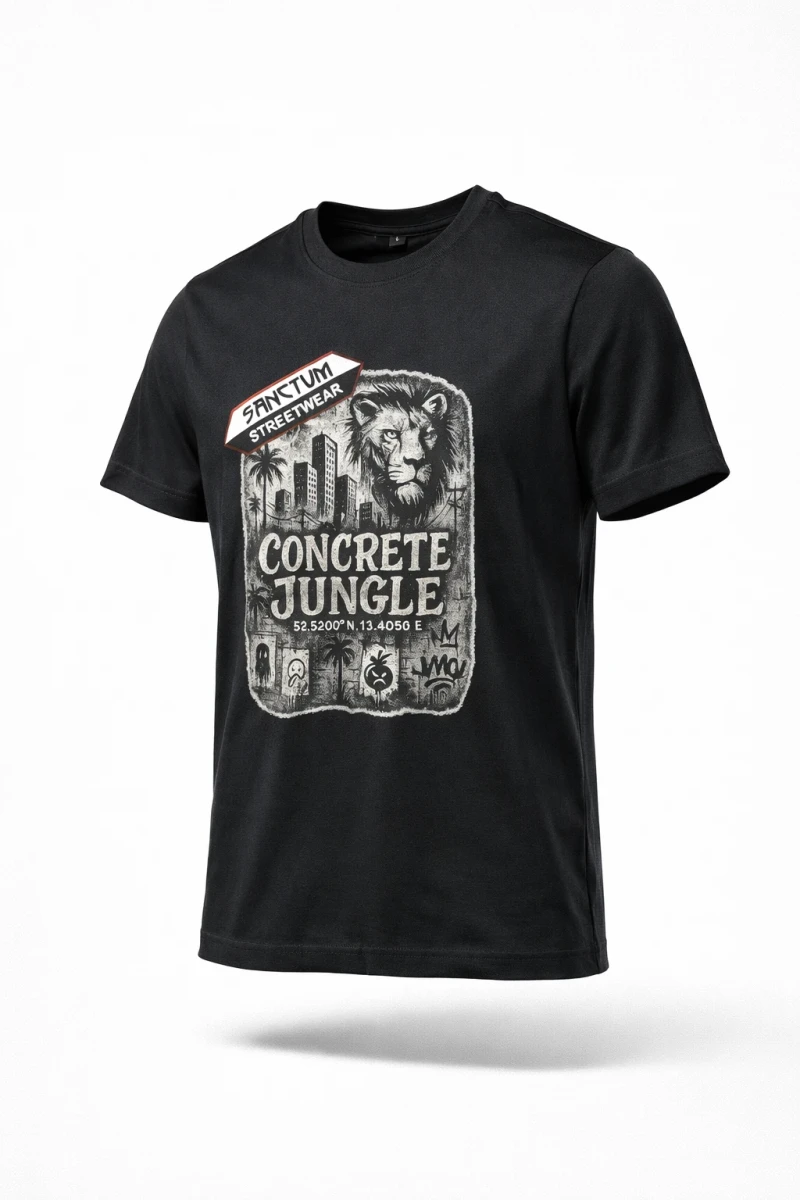T-Shirt Round-Neck black - Concrete Jungle    Dieses Rundhals T-Shirt überzeugt durch seinen zeitlosen Schnitt und dem hohen Tragekomfort.  Klassischer Rundhalsausschnitt  Single Jersey  Farbe: black  Material: 100% Baumwolle 180 g/m²